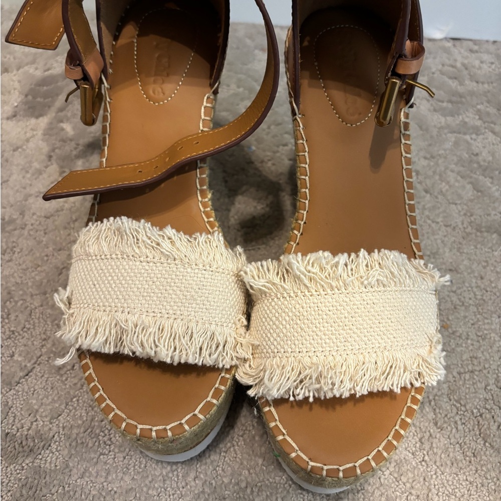 See By Chloe Cream Espadrille Wedges